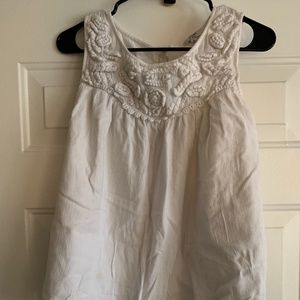 Crown & Ivy | White Tank Top with Neckline Detail | M